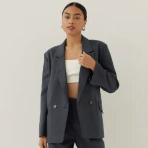 Love, Bonito Gerty Tailored Tie Back Blazer - Slate Blue fits like L